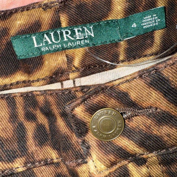 Lauren Ralph Lauren Leopard Print Skinny Pants Brown Tan - Picture 3 of 6